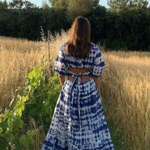 Mango MNG Cutout Open Back Tie Dye Cotton Dress